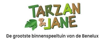 Tarzan & Jane logo met tagline "de grootste binnenspeeltuin van de Benelux".